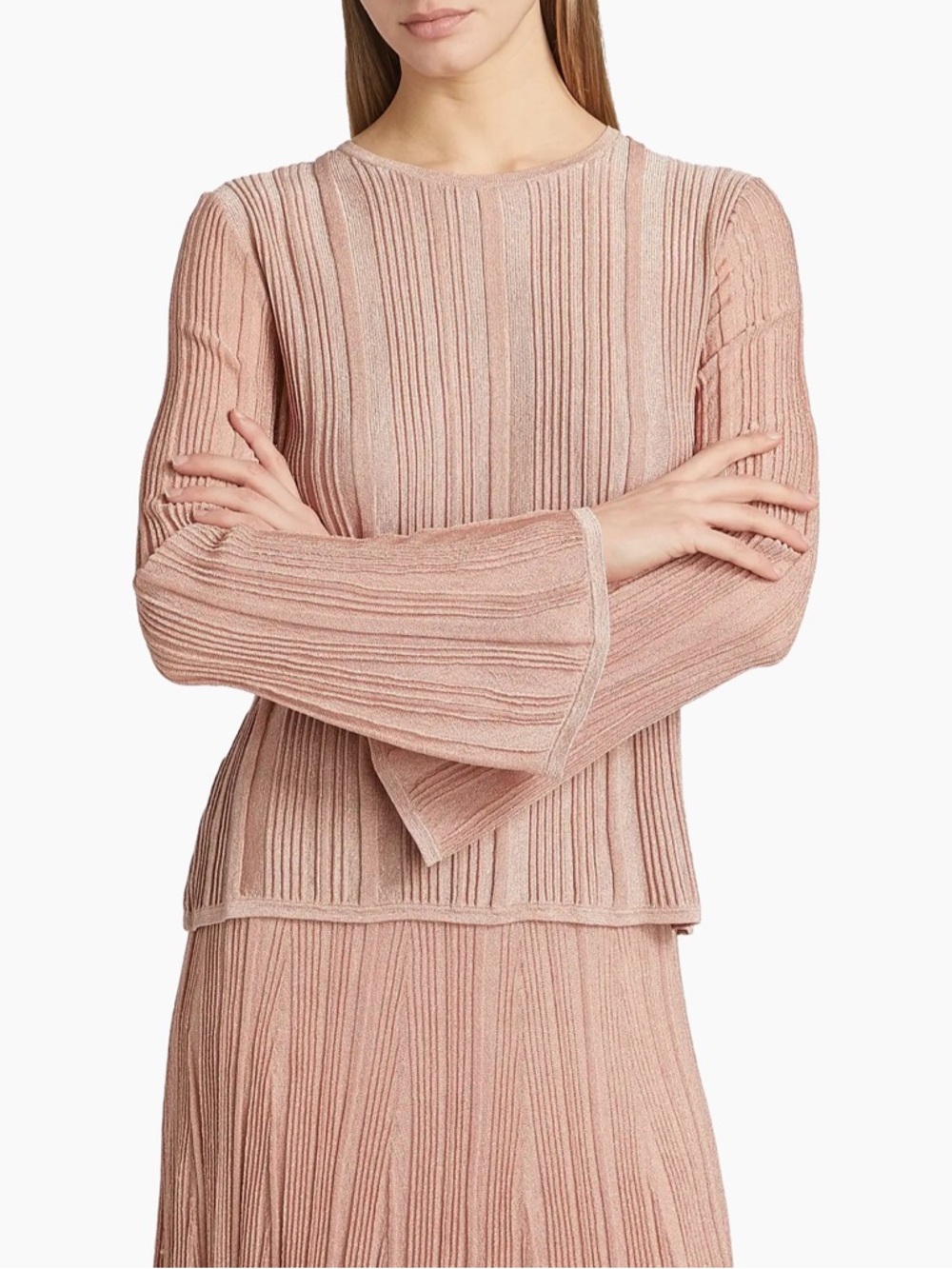 Zimmermann Lucky Long Sleeve Metallic Top Sweater Pink 8 US NWT Summer Knit AU 2